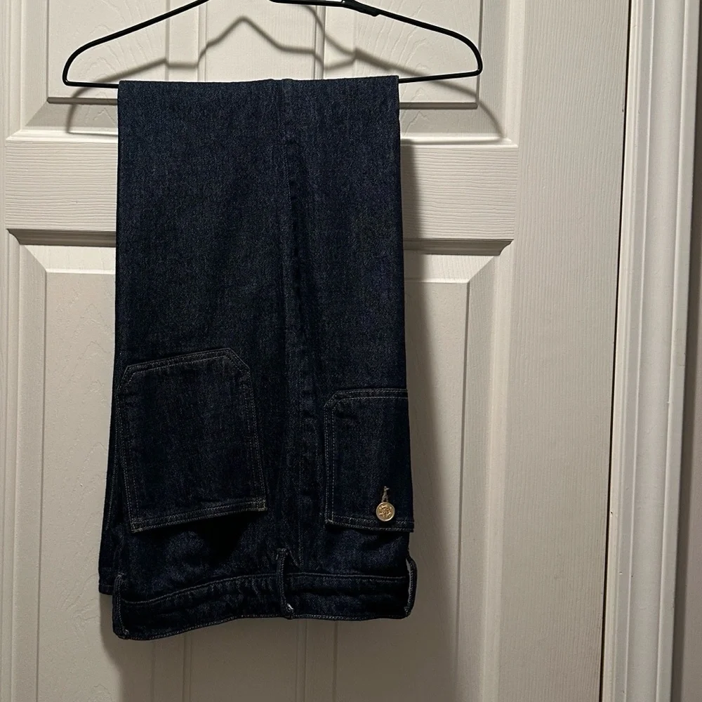 EUC J. Crew Dark Blue Wash Wide Leg Denim Trousers - Picture 3 of 5